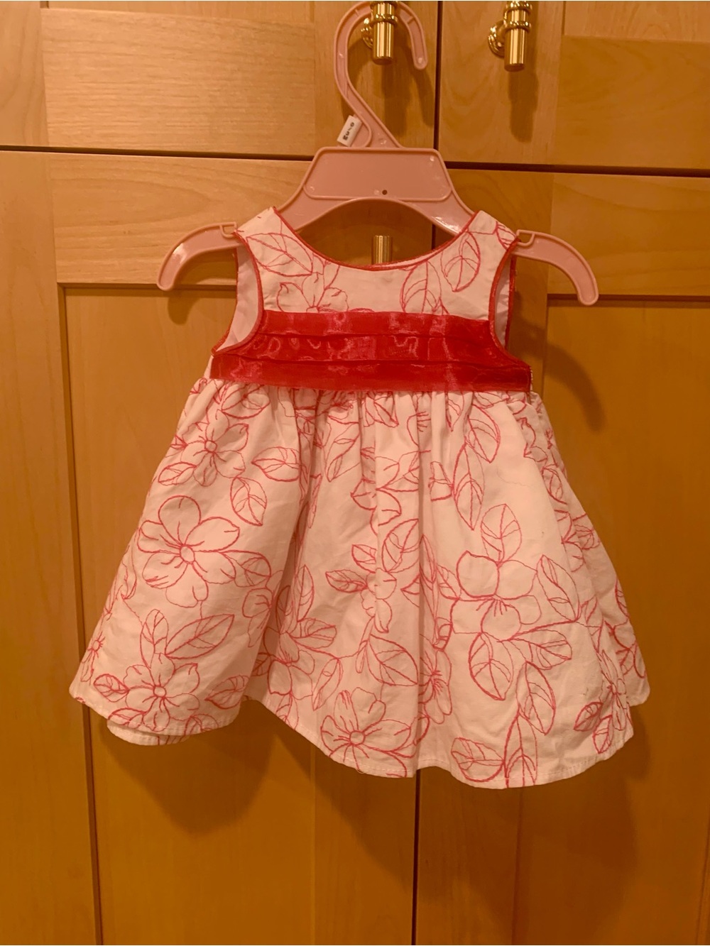 Preemie Baby Floral Sleeveless Dress in White and Red
